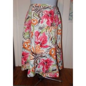 Talbots Floral Silk + Linen Skirt Size 18W Petite